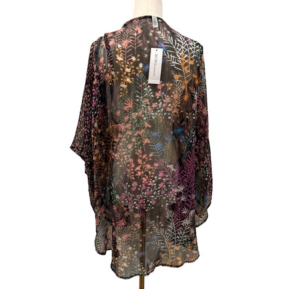 BCBGGeneration NEW Sheer Floral Kimono Duster One Size Boho Festival Flowy Beach - Picture 2 of 5